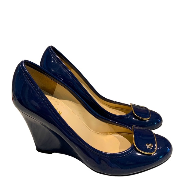 LAUREN RALPH LAUREN wedges size 7 navy - Picture 3 of 8